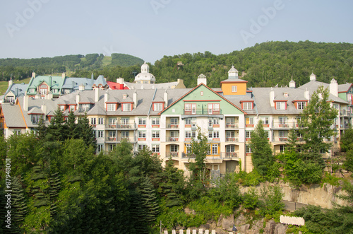 Colourful houses at Mont Tremblant in summer photo