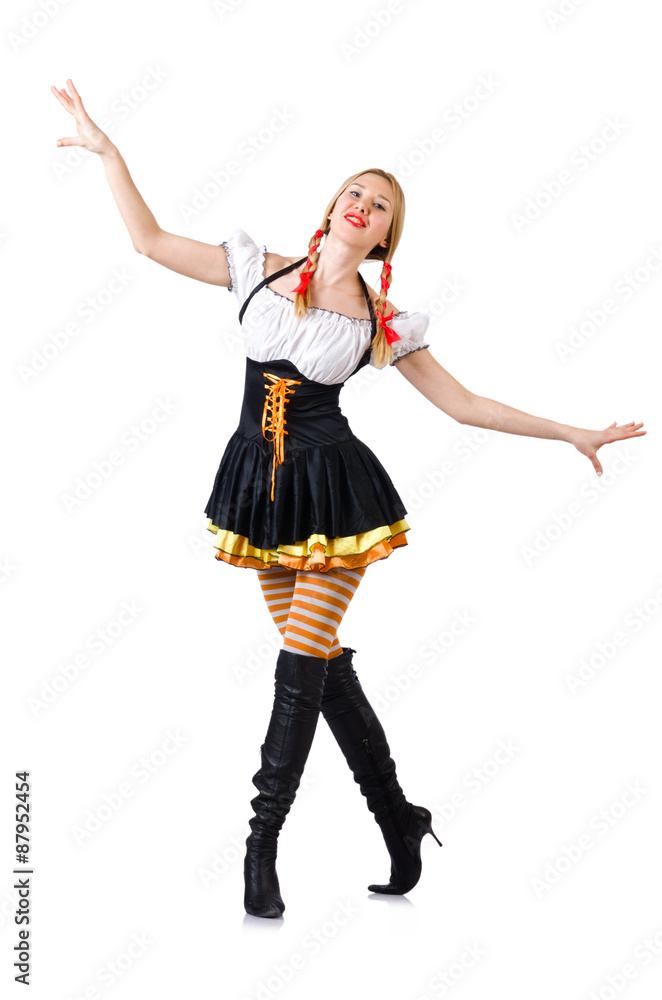 Woman in bavarian costume isolated on white Woman in bavarian costume isolated on white