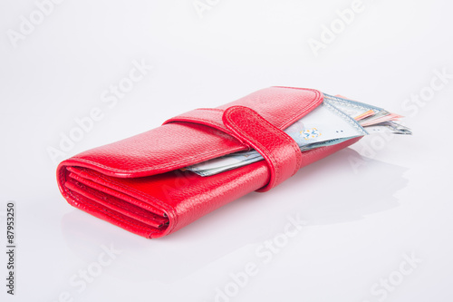 Wallpaper Mural wallet. woman wallet with money on a background Torontodigital.ca