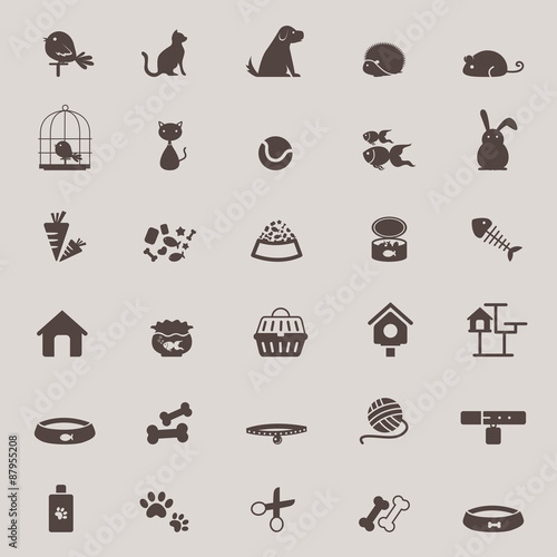 Silhouette animal and pet shop tool icon design set for shopping create by vector 
