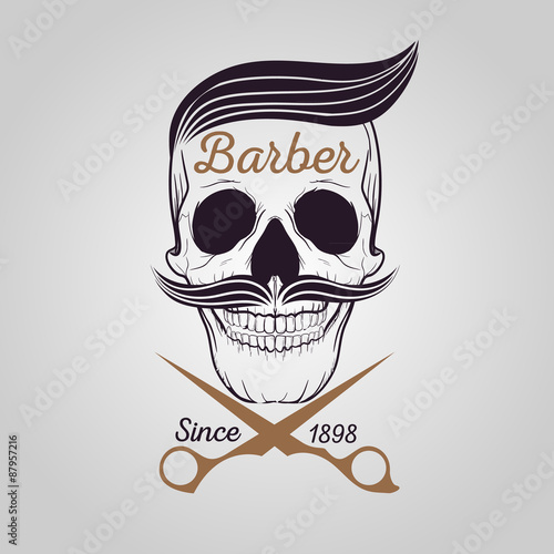 retro barber shop logo, Skull logo