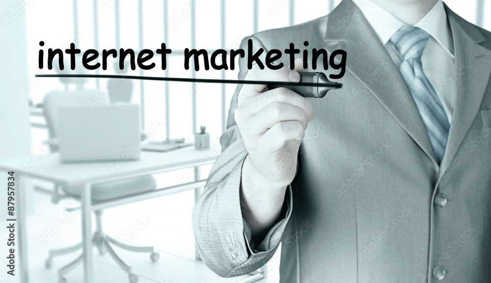business man writing internet marketing business man writing internet marketing