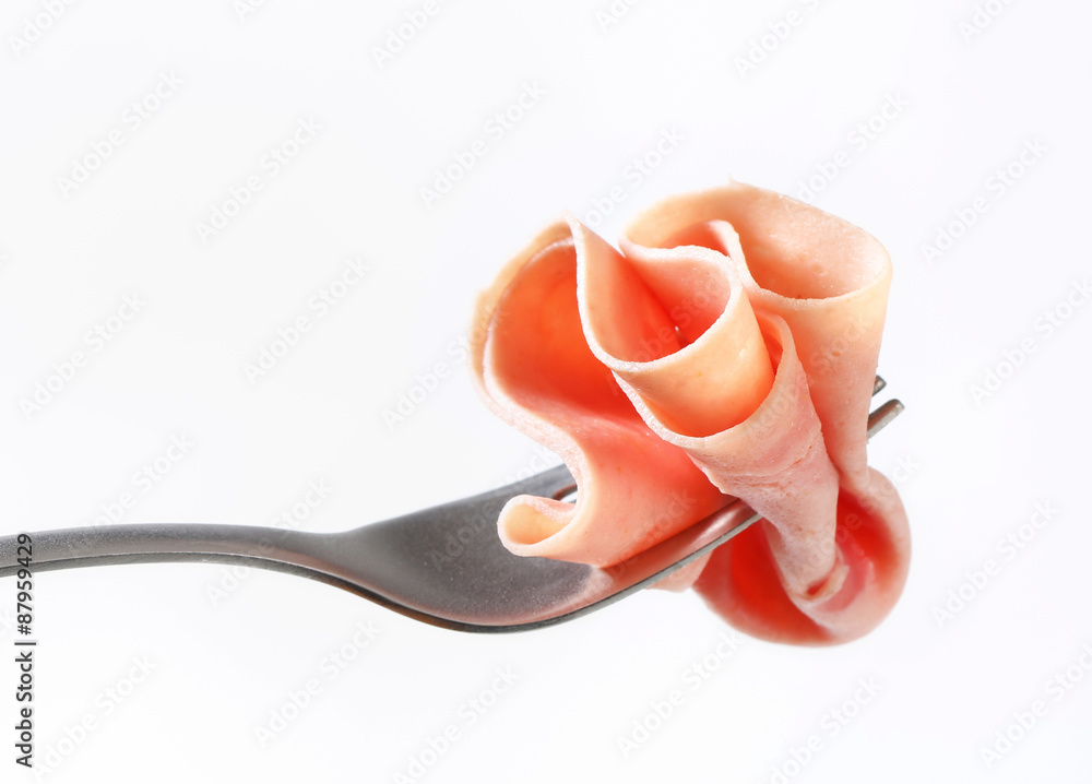 Ham slice on fork Ham slice on fork