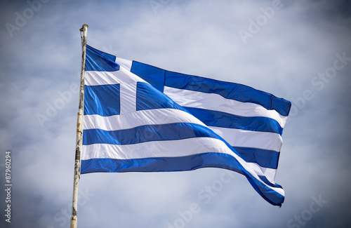 Greek flag in air