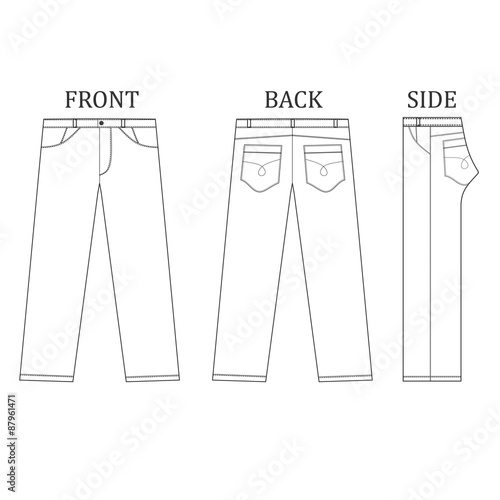 Long pant jeans outline design vector