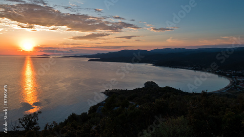 Sunset at Toroni bay with Turtle island in background, Sithonia