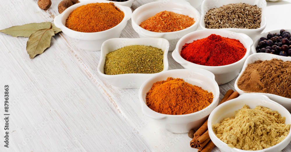 spices in bowls spices in bowls