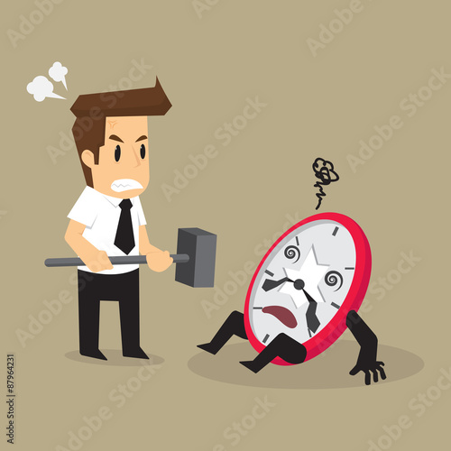 business man smashed watch not on time