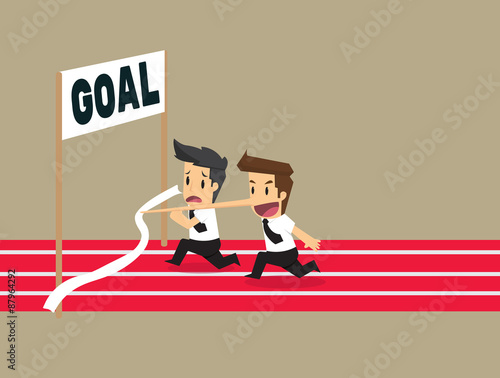 businessman finish goal  Win with the long nose