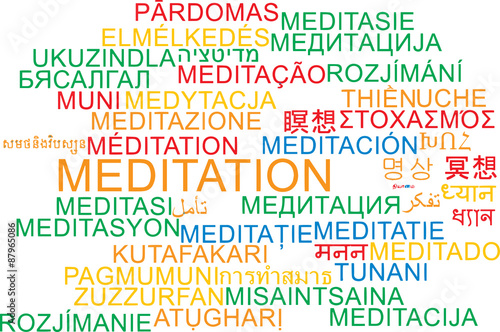 Meditation multilanguage wordcloud background concept