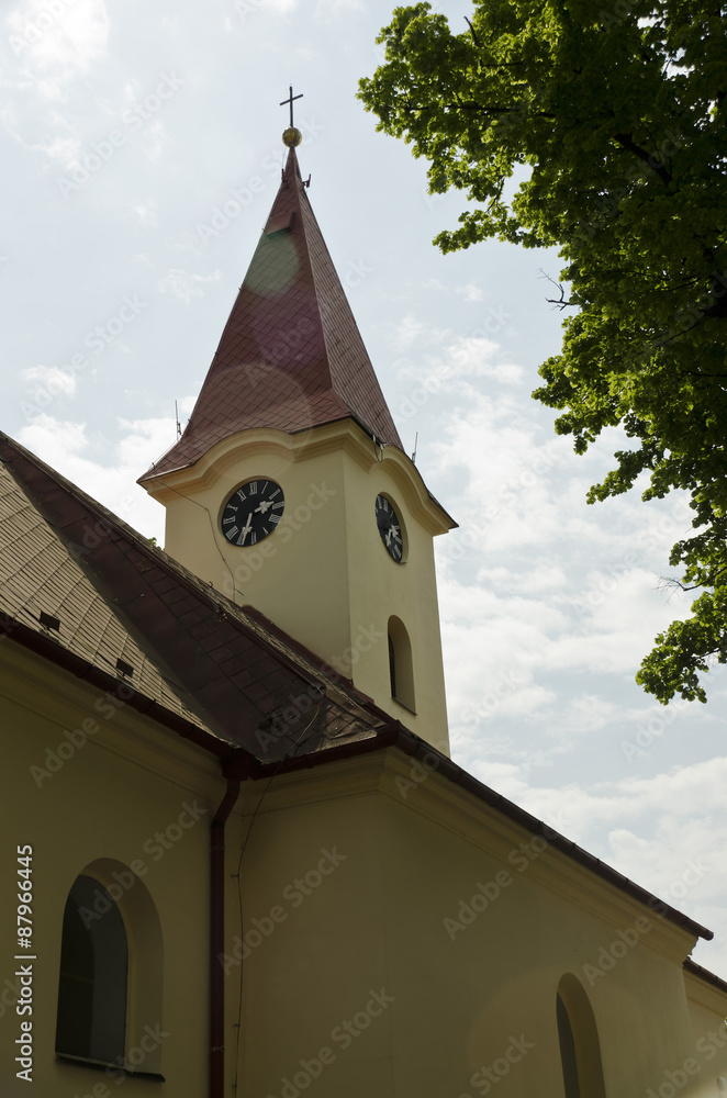 church bell tower with a clock