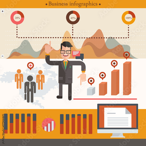 Businessman infographic with cartoon businessman. Vector