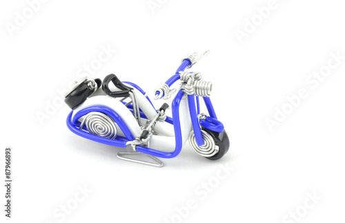 beautiful scooter made from white and blue wire. isolated white background