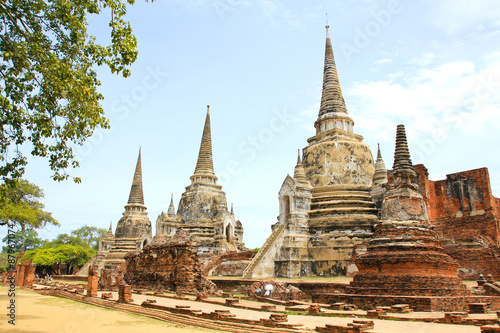 Ancient Buddhist pagoda ruins at Wat Phra Sri Sanphet temple.