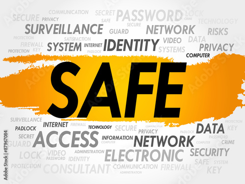 SAFE word cloud, security concept photo