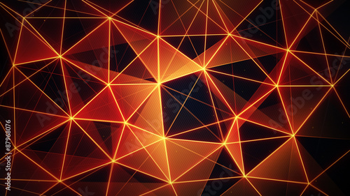 futuristic glowing orange network mesh