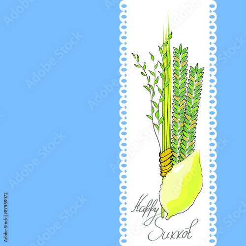 sukkot - four symbols of Jewish holiday Sukkot species 