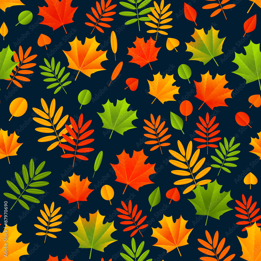 Seamless pattern with color autumn leaves Seamless pattern with color autumn leaves