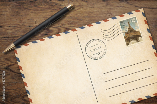 Old vintage postcard with p...
