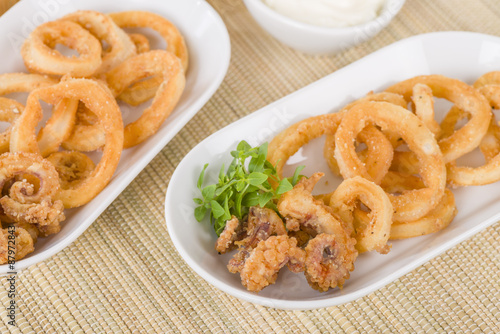Calamari - Deep-fried squid rings served with garlic mayo. 