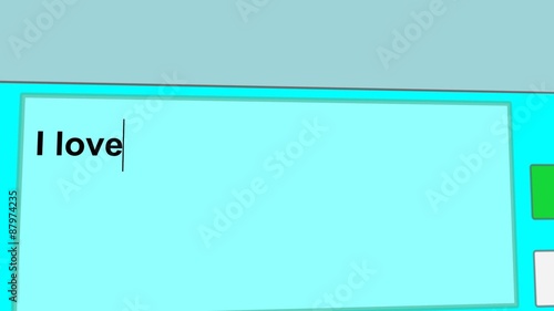 Typing SMS /  close up of display - I love you