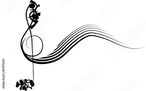 Tatuaggio tribale con chiave musicale e portativo