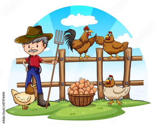 Chicken farmer with eggs