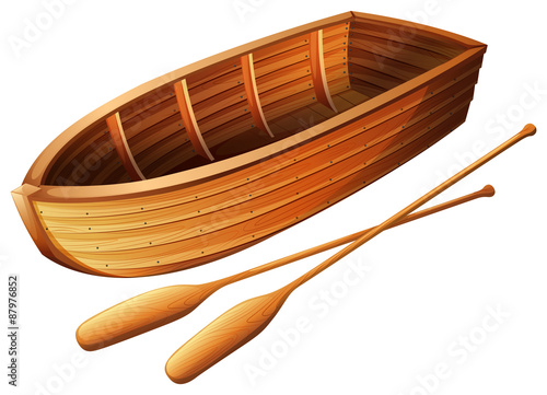 Wooden boat on white