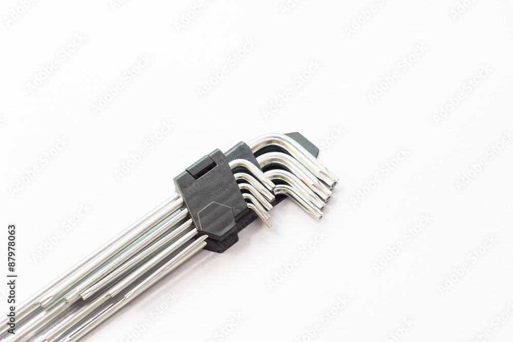 Torx wrench on white background. Torx wrench on white background.
