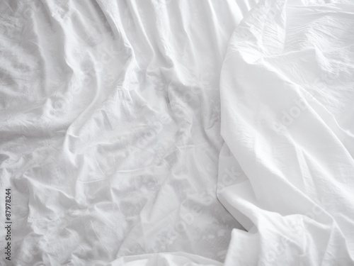 White bed sheets background photo