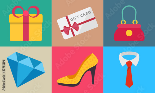 Flat icons for shopping, fashion