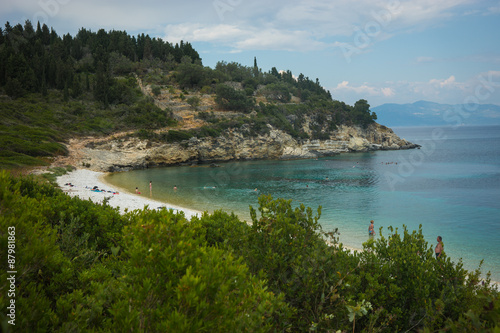 Seascape, cliffs and beaches on the island of Paxi, Greece photo