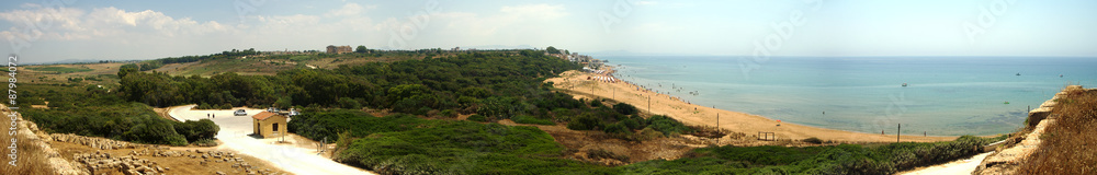 panoramic view of Selinunte with temple and beach
