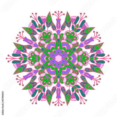 Hand drawing zentangle mandala element in different colors