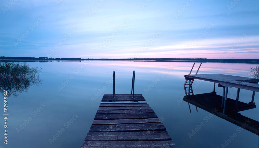 Obraz premium abends am Steg