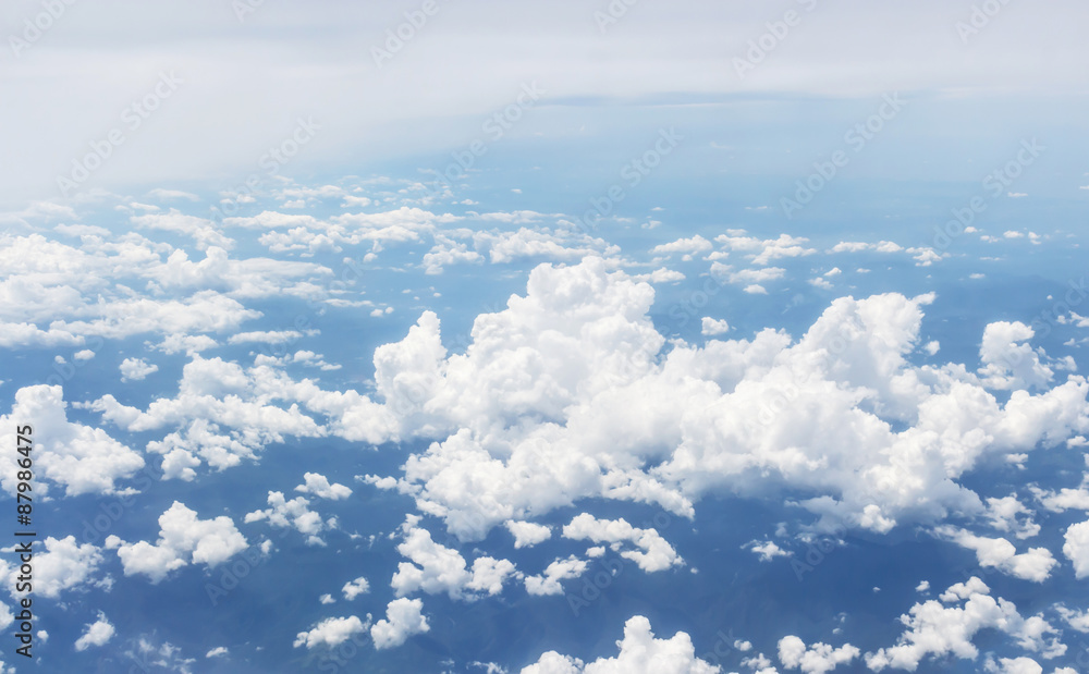 white clouds and blue sky, take a picture on the airplane. white clouds and blue sky, take a picture on the airplane.