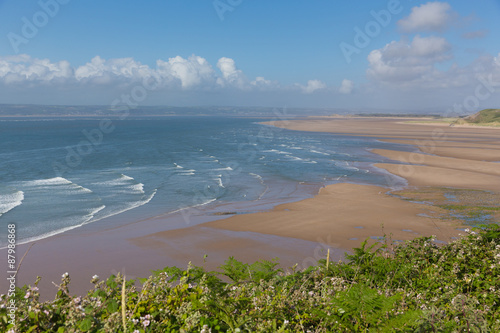 Broughton Bay beach and waves the Gower peninsula South Wales UK