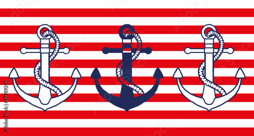 Anchors on red stripes