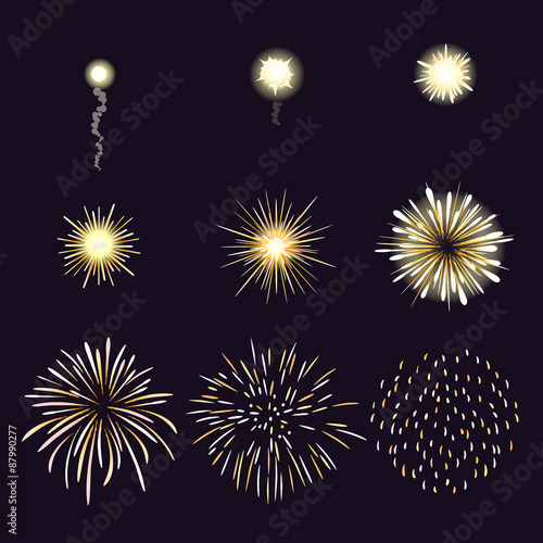 Animation of firework effect in cartoon comic style