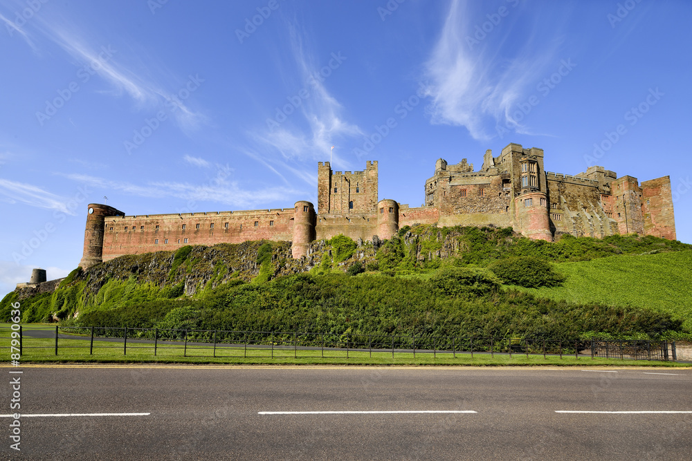 Bamburgh castle, Northumberland taken from the North looking South - panorama