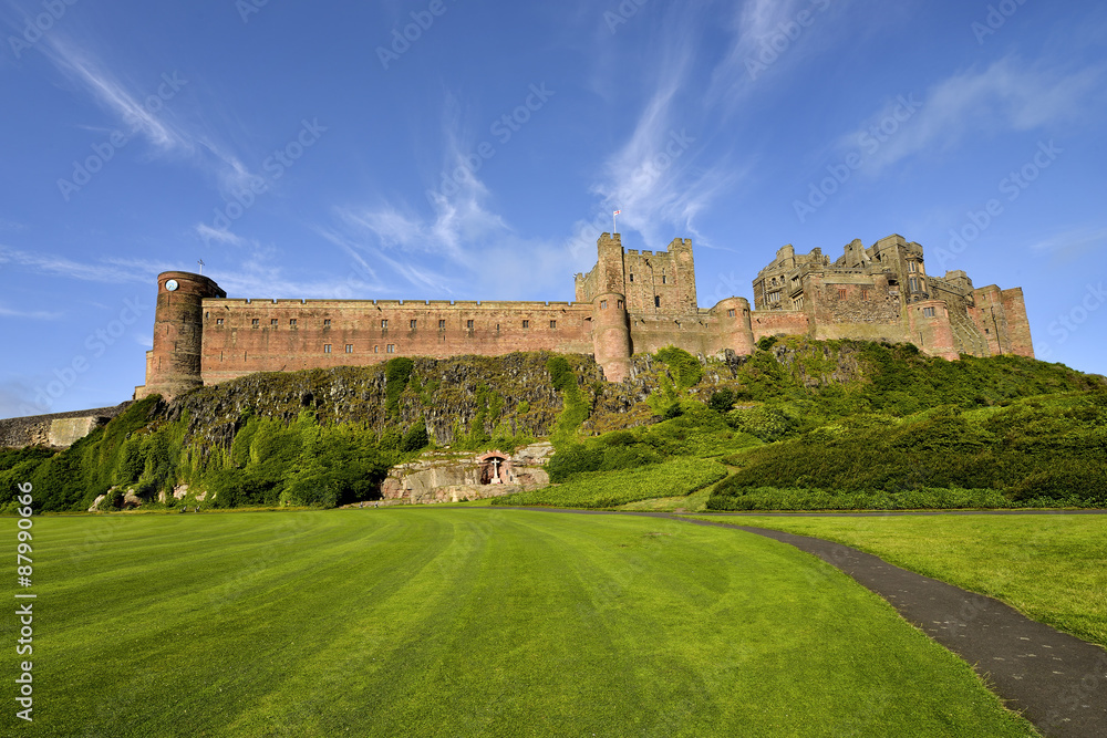 Bamburgh castle, Northumberland taken from the North looking South - panorama Bamburgh castle, Northumberland taken from the North looking South - panorama