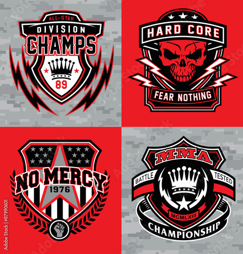 Sports shield emblem graphic set