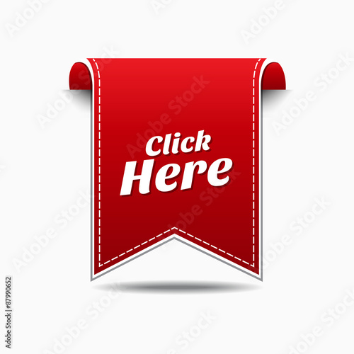 Click Here Red Vector Icon Design