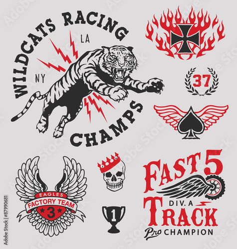 Vintage racing emblem graphics