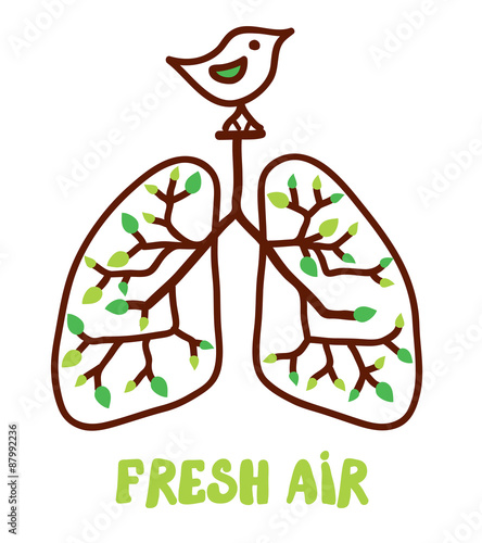 Lungs and nature - illustration for the fresh air concept