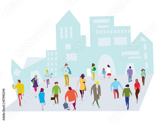 People in the city illustration - crowd on the street