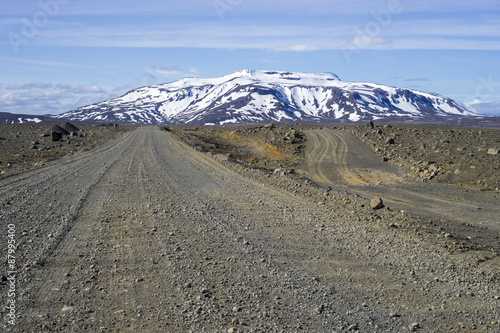Icelandic Dirt Tracks with Ok volcano in the background