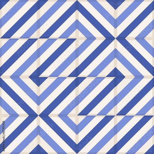 Seamless pattern . Moroccan tiles, ornaments of blue stripes. 