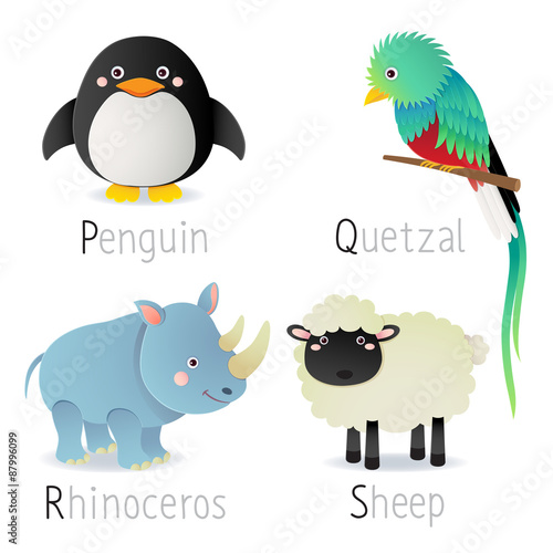 Alphabet with animals from P to S Set 2