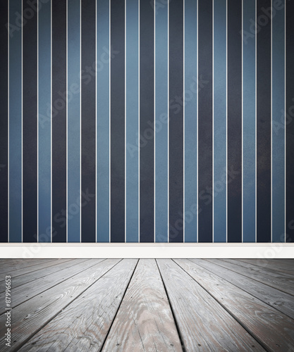 Wood Floor and Stripe Wall Background